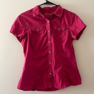 Red button-up shirt
